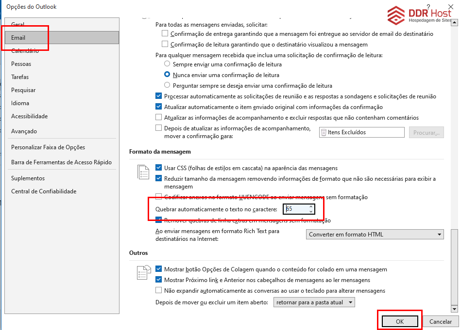 Ativar quebra automática de linhas