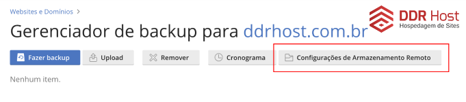 Configurações de armazenamento remoto no Plesk